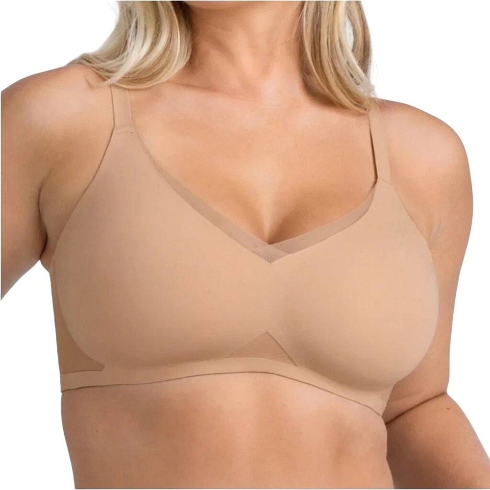 Honeylove Liftware CrossOver Wireless Mesh Stretch CrossOver Bra Sand Size Large